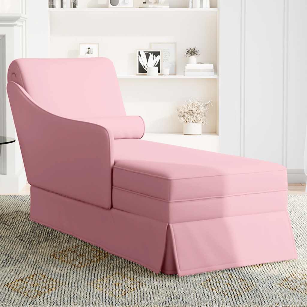 vidaXL Chaise longue respaldo reposabrazos derecho terciopelo rosa