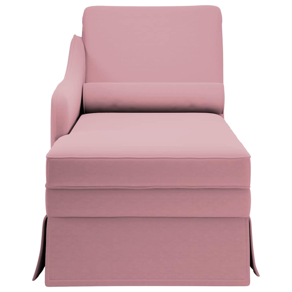 vidaXL Chaise longue respaldo reposabrazos derecho terciopelo rosa