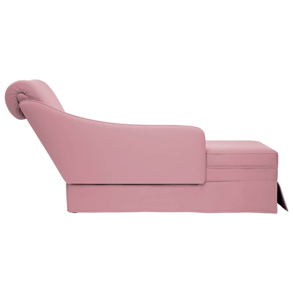 vidaXL Chaise longue respaldo reposabrazos derecho terciopelo rosa