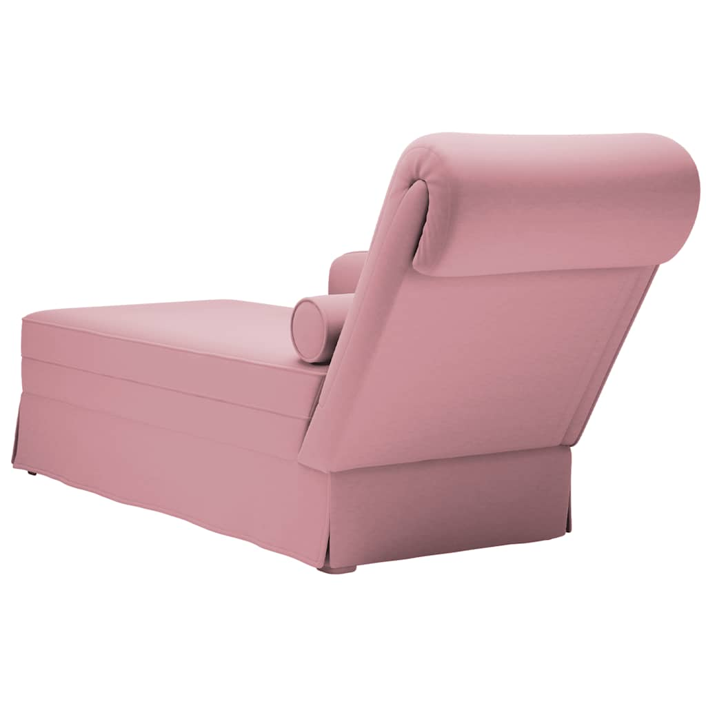 vidaXL Chaise longue respaldo reposabrazos derecho terciopelo rosa