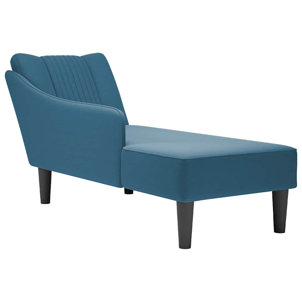 vidaXL Chaise longue con reposabrazos derecho terciopelo azul