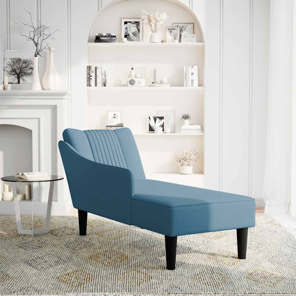 vidaXL Chaise longue con reposabrazos derecho terciopelo azul