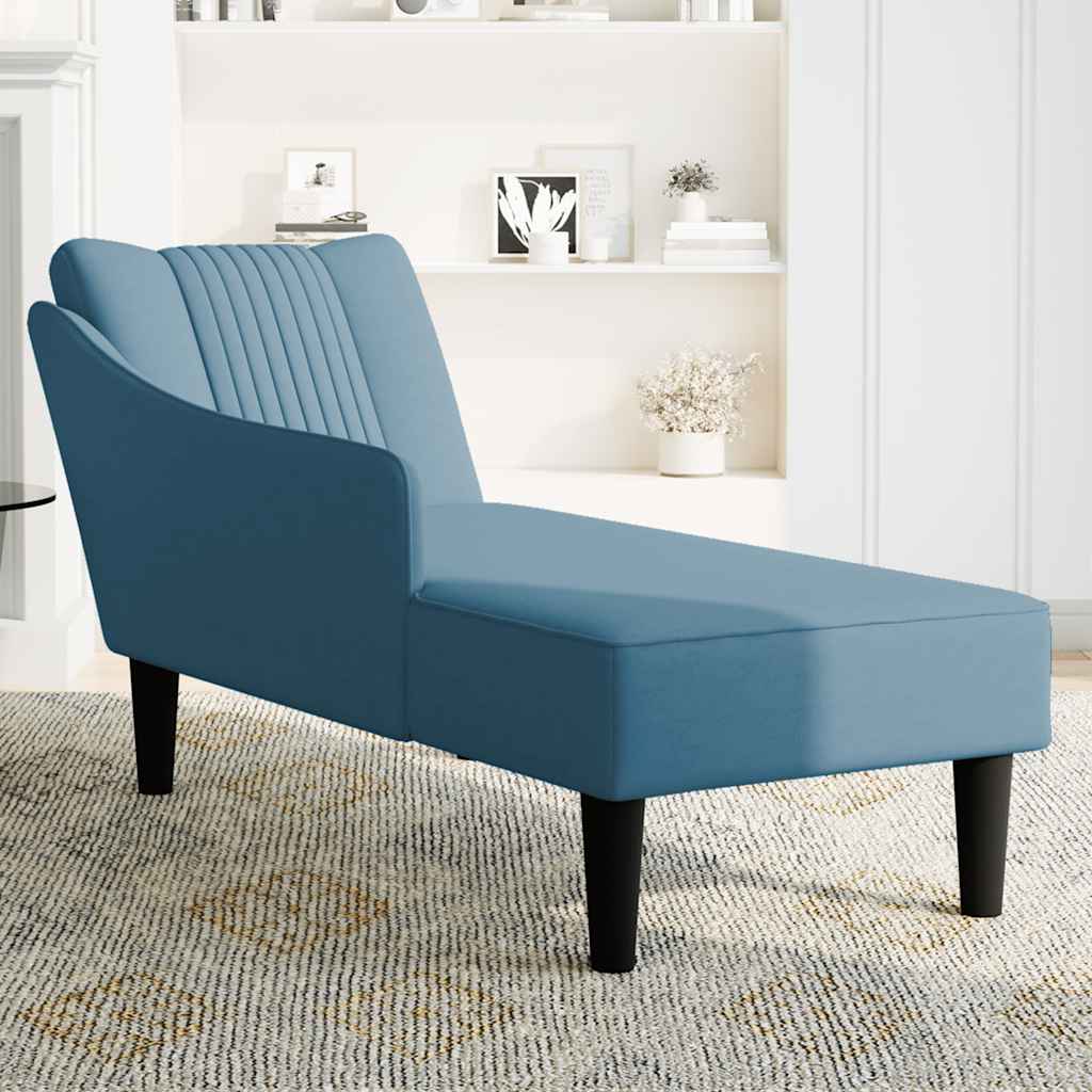 vidaXL Chaise longue con reposabrazos derecho terciopelo azul