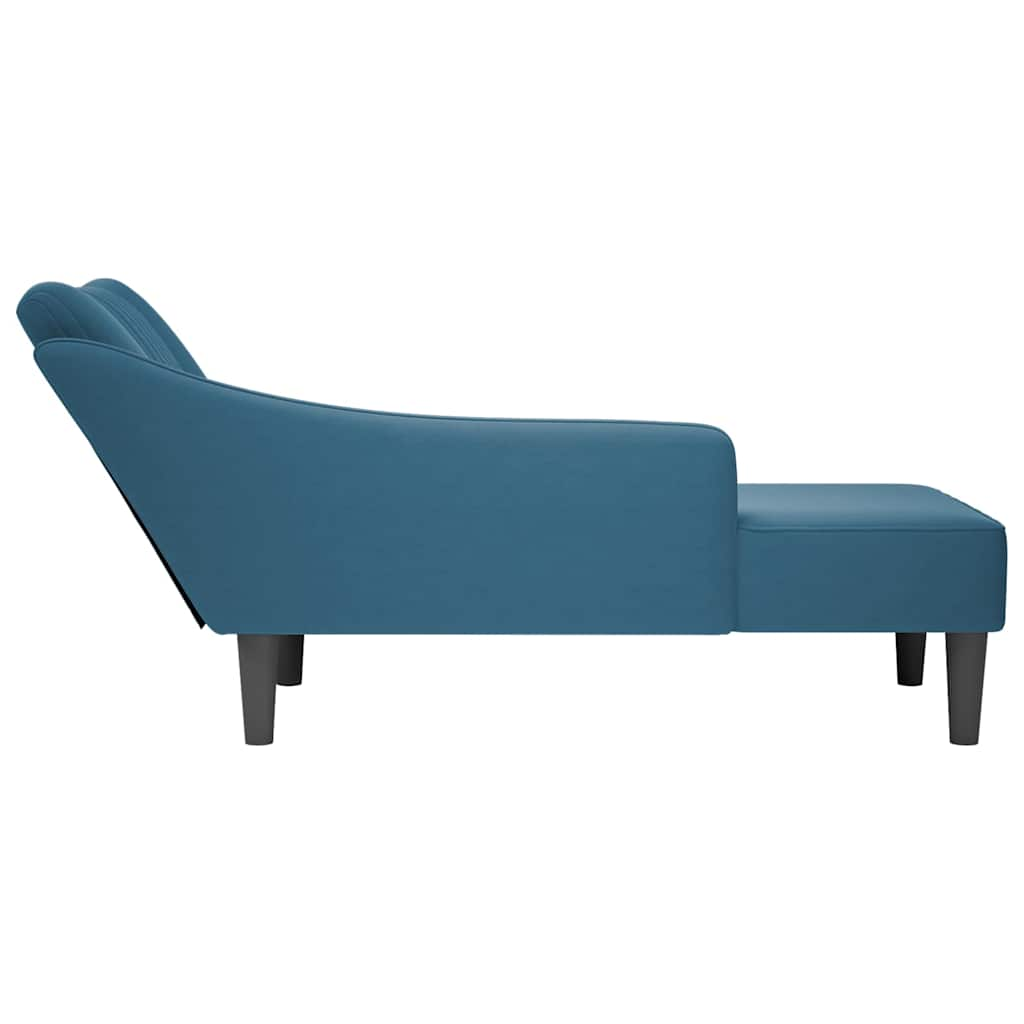 vidaXL Chaise longue con reposabrazos derecho terciopelo azul