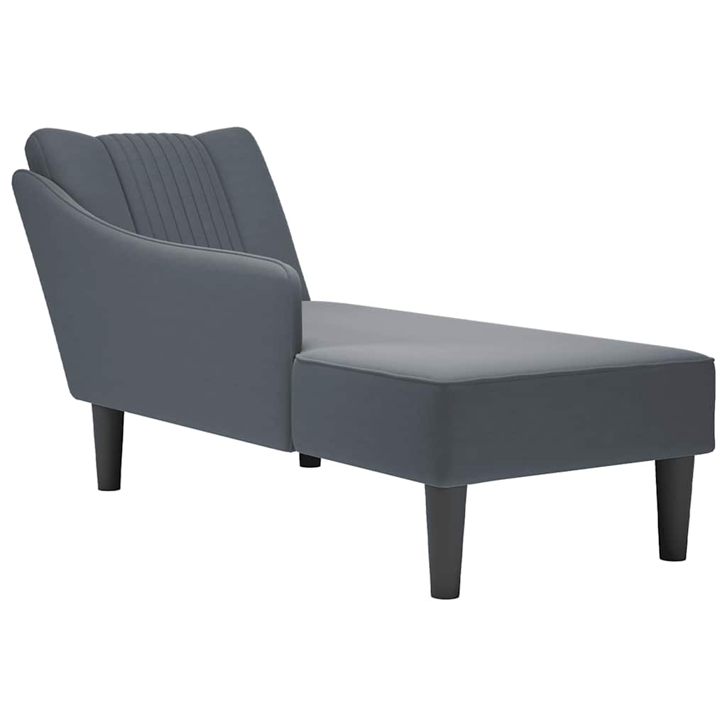 vidaXL Chaise longue con reposabrazos derecho terciopelo gris claro