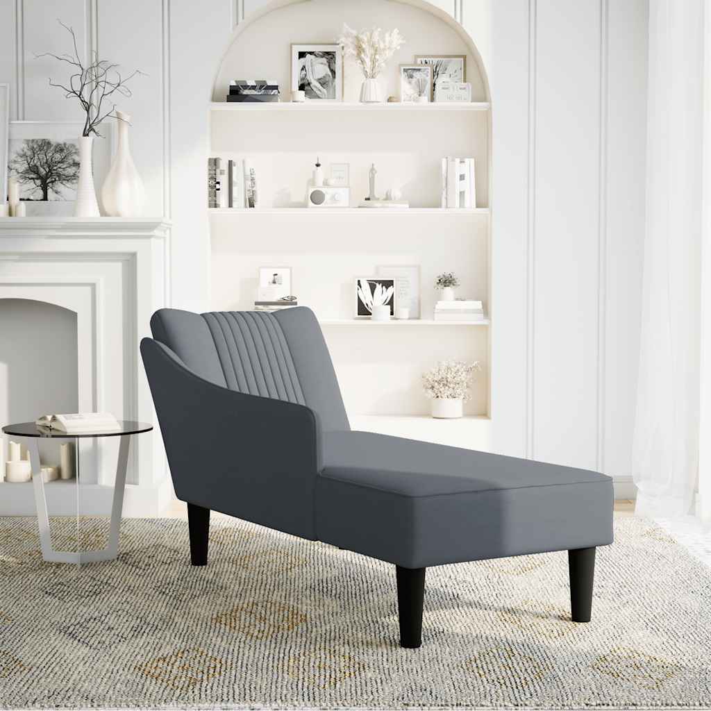 vidaXL Chaise longue con reposabrazos derecho terciopelo gris claro