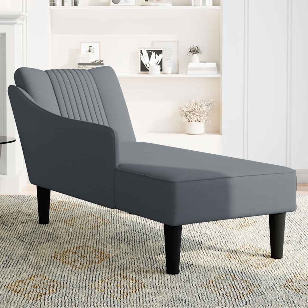 vidaXL Chaise longue con reposabrazos derecho terciopelo gris claro