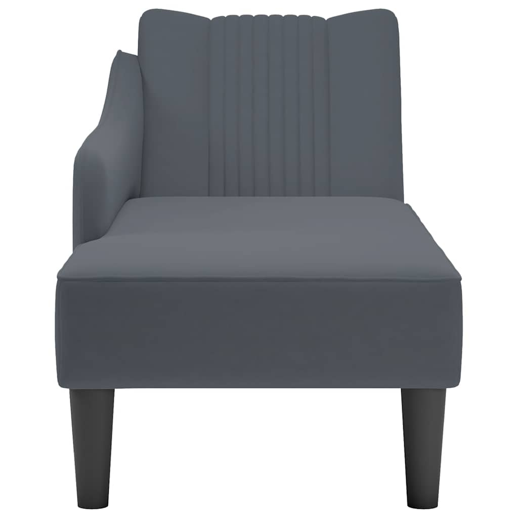 vidaXL Chaise longue con reposabrazos derecho terciopelo gris claro