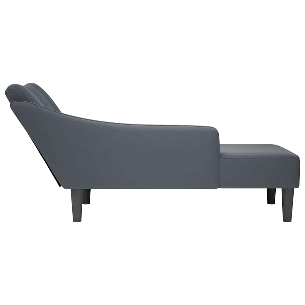 vidaXL Chaise longue con reposabrazos derecho terciopelo gris claro