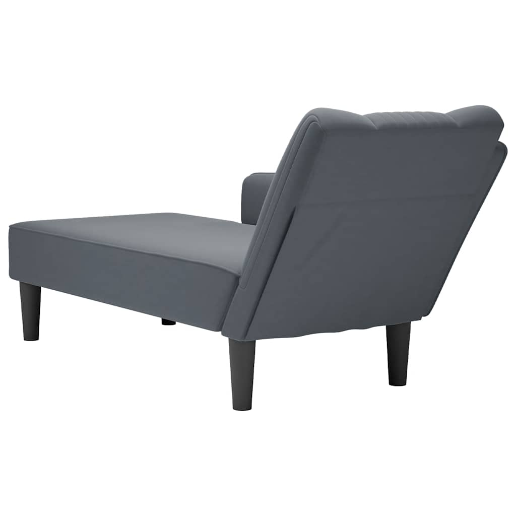 vidaXL Chaise longue con reposabrazos derecho terciopelo gris claro