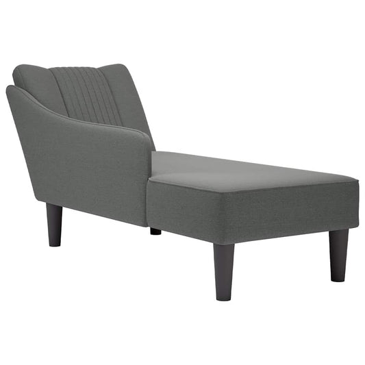 vidaXL Chaise longue con reposabrazos derecho tela gris oscuro