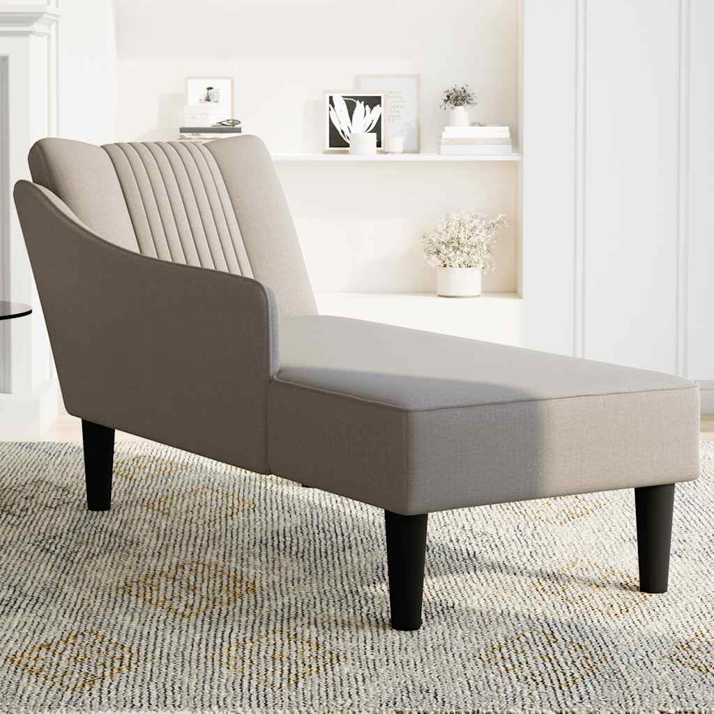 vidaXL Chaise longue con reposabrazos derecho tela color topo