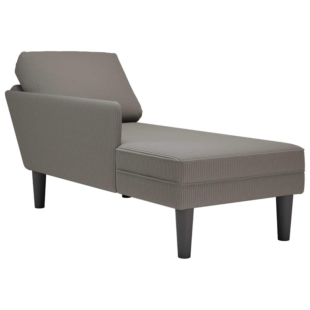 vidaXL Chaise longue con cojín de tela de pana gris claro