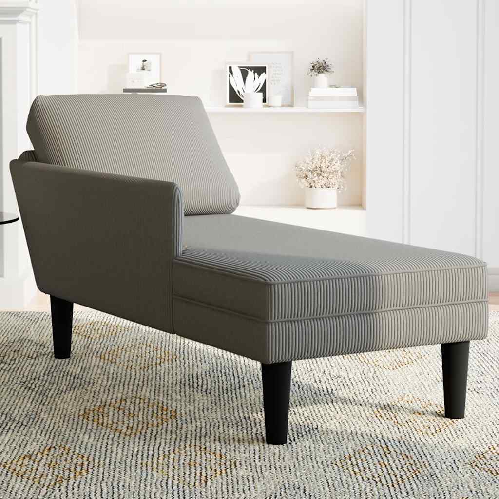 vidaXL Chaise longue con cojín de tela de pana gris claro