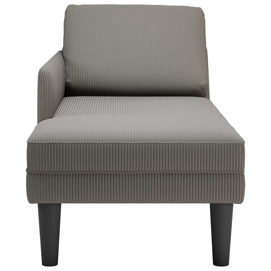 vidaXL Chaise longue con cojín de tela de pana gris claro