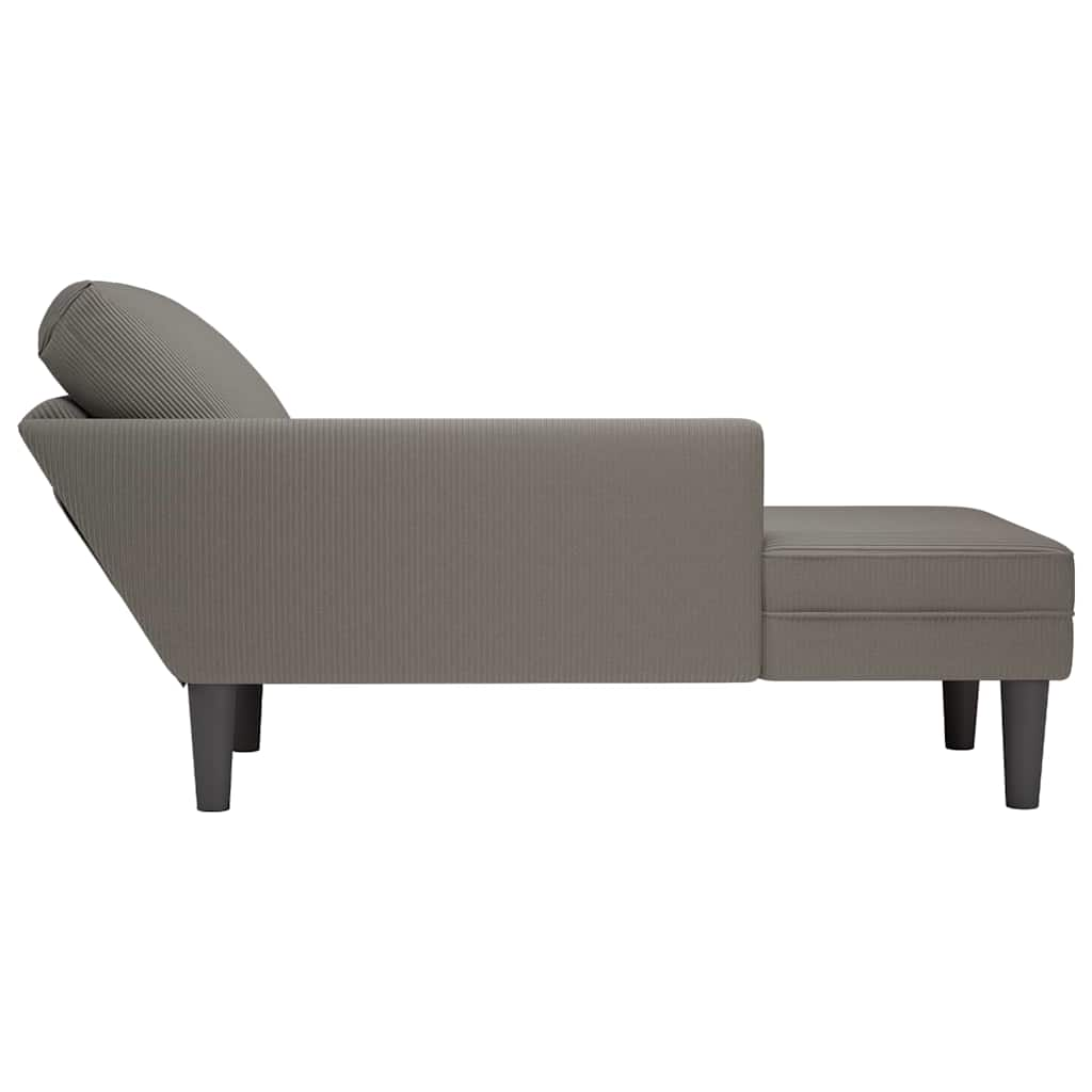 vidaXL Chaise longue con cojín de tela de pana gris claro