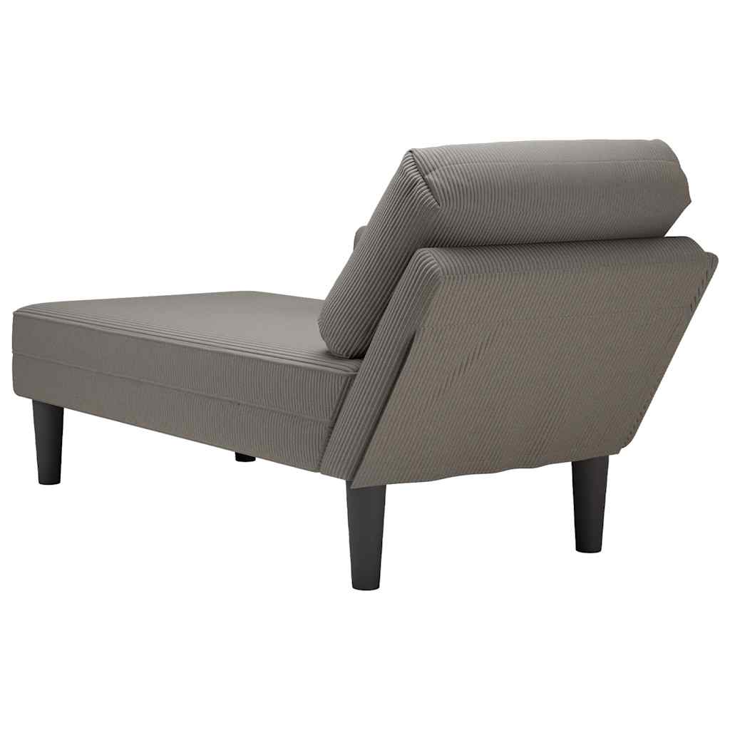 vidaXL Chaise longue con cojín de tela de pana gris claro