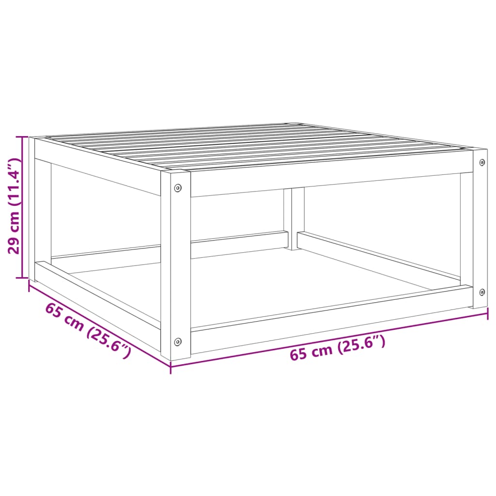 vidaXL Mesa de jardín madera maciza de acacia 65x65x29 cm