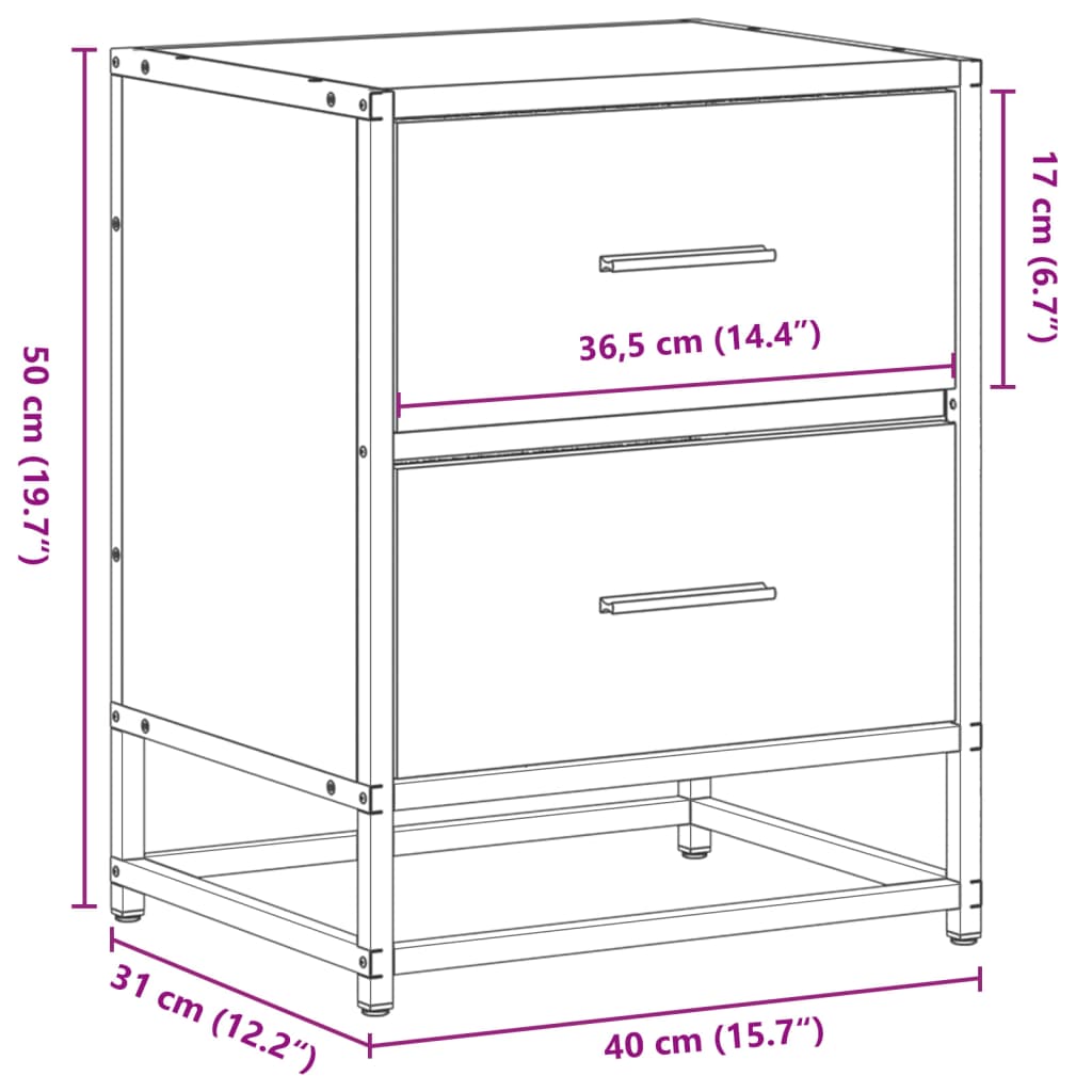 vidaXL Mesita de noche madera de ingeniería gris Sonoma 40x31x50 cm