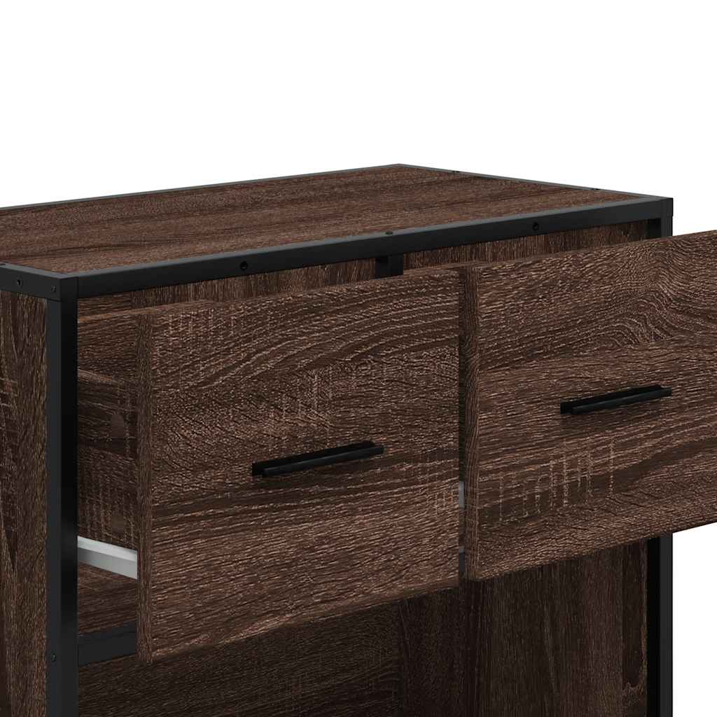 vidaXL Mesilla de noche roble marrón 60x31x60 cm madera contrachapada