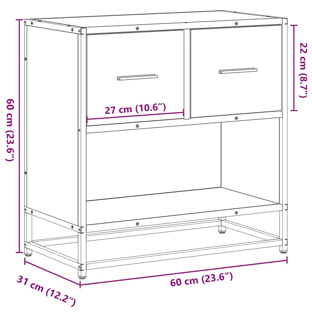 vidaXL Mesilla de noche roble marrón 60x31x60 cm madera contrachapada