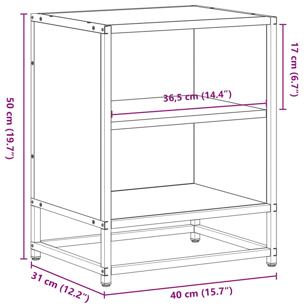 vidaXL Mesita de noche madera ingeniería roble marrón 40x31x50cm metal