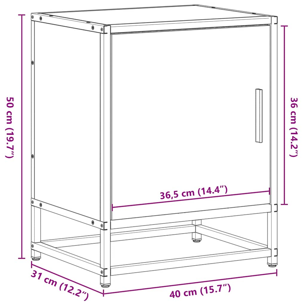 vidaXL Mesita de noche madera ingeniería roble sonoma 40x31x50cm metal