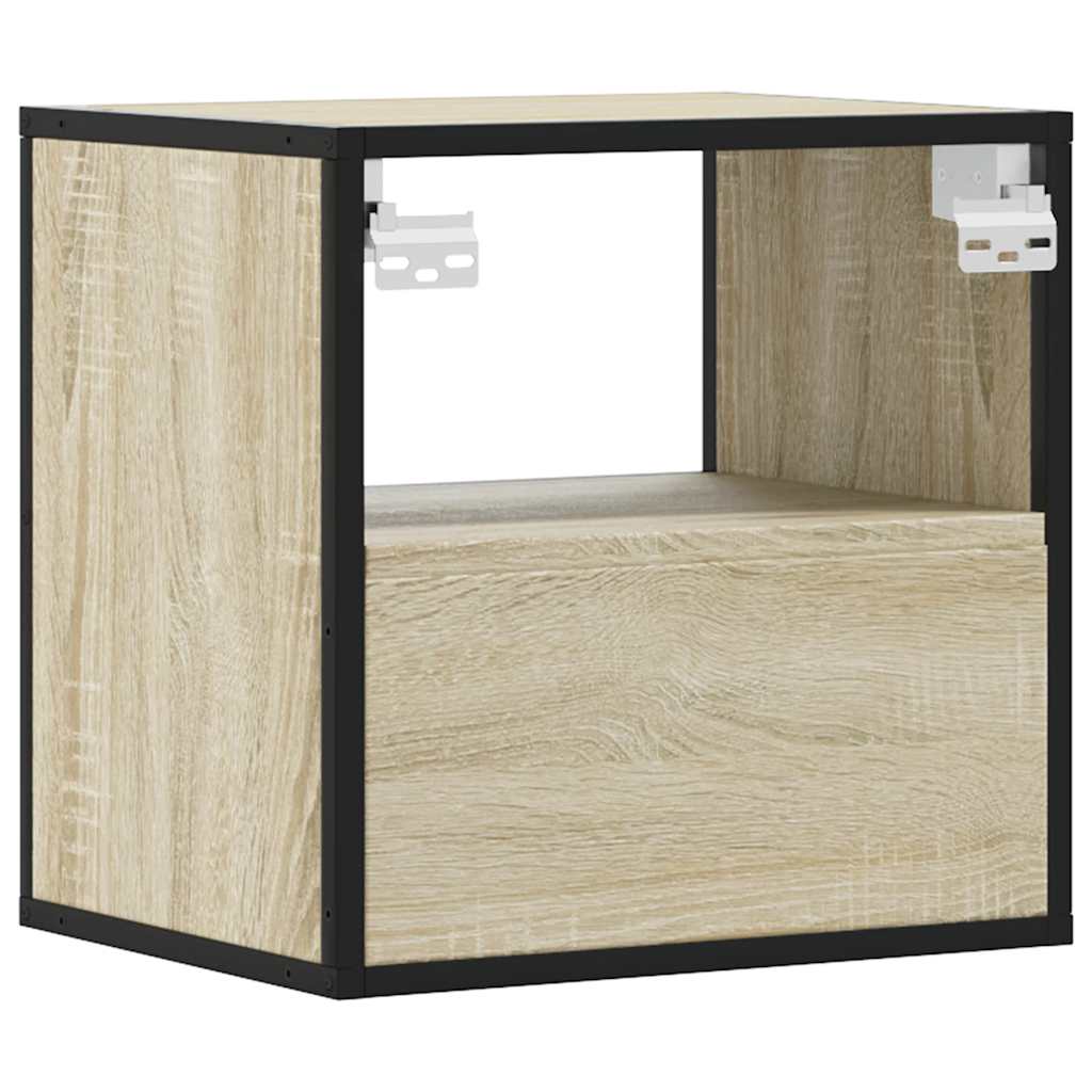 vidaXL Mesitas de noche de pared 2 unidades roble Sonoma 40x31x39,5 cm