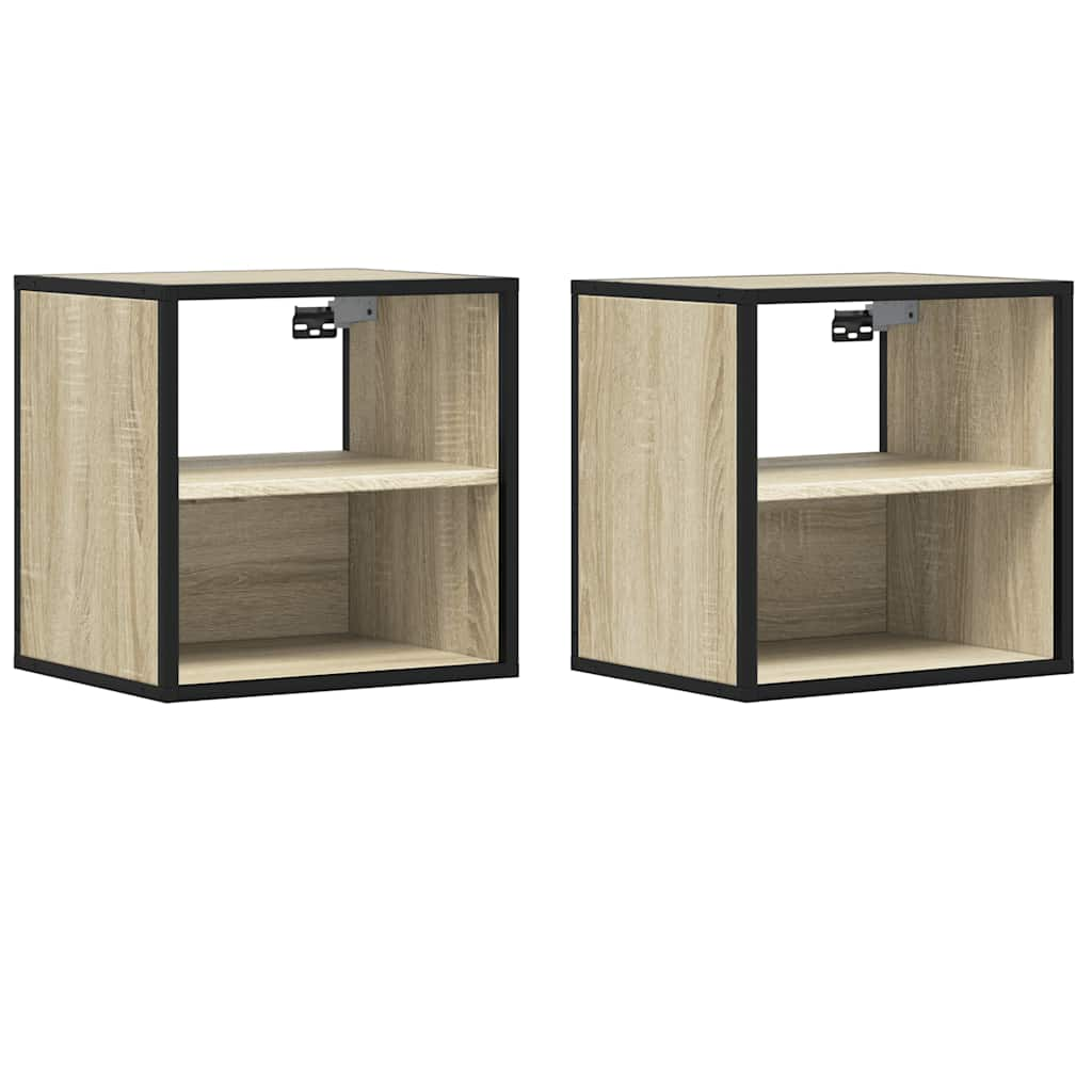 vidaXL Mesitas de noche de pared 2 unidades roble Sonoma 40x31x39,5 cm