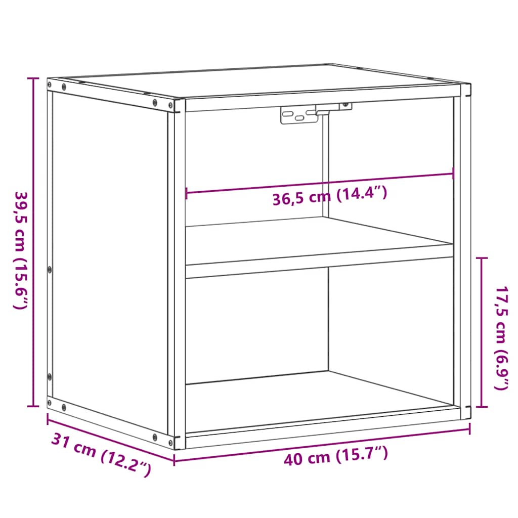 vidaXL Mesitas de noche de pared 2 unidades roble Sonoma 40x31x39,5 cm