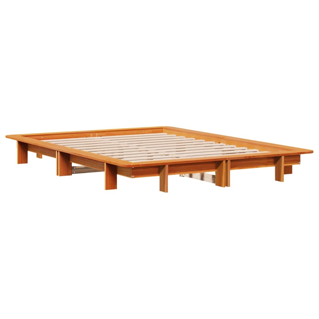 vidaXL Cama sin colchón madera maciza de pino marrón cera 140x200 cm