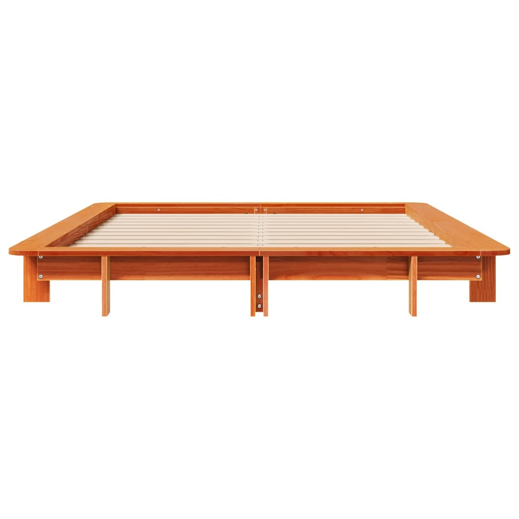 vidaXL Cama sin colchón madera maciza de pino marrón cera 140x200 cm