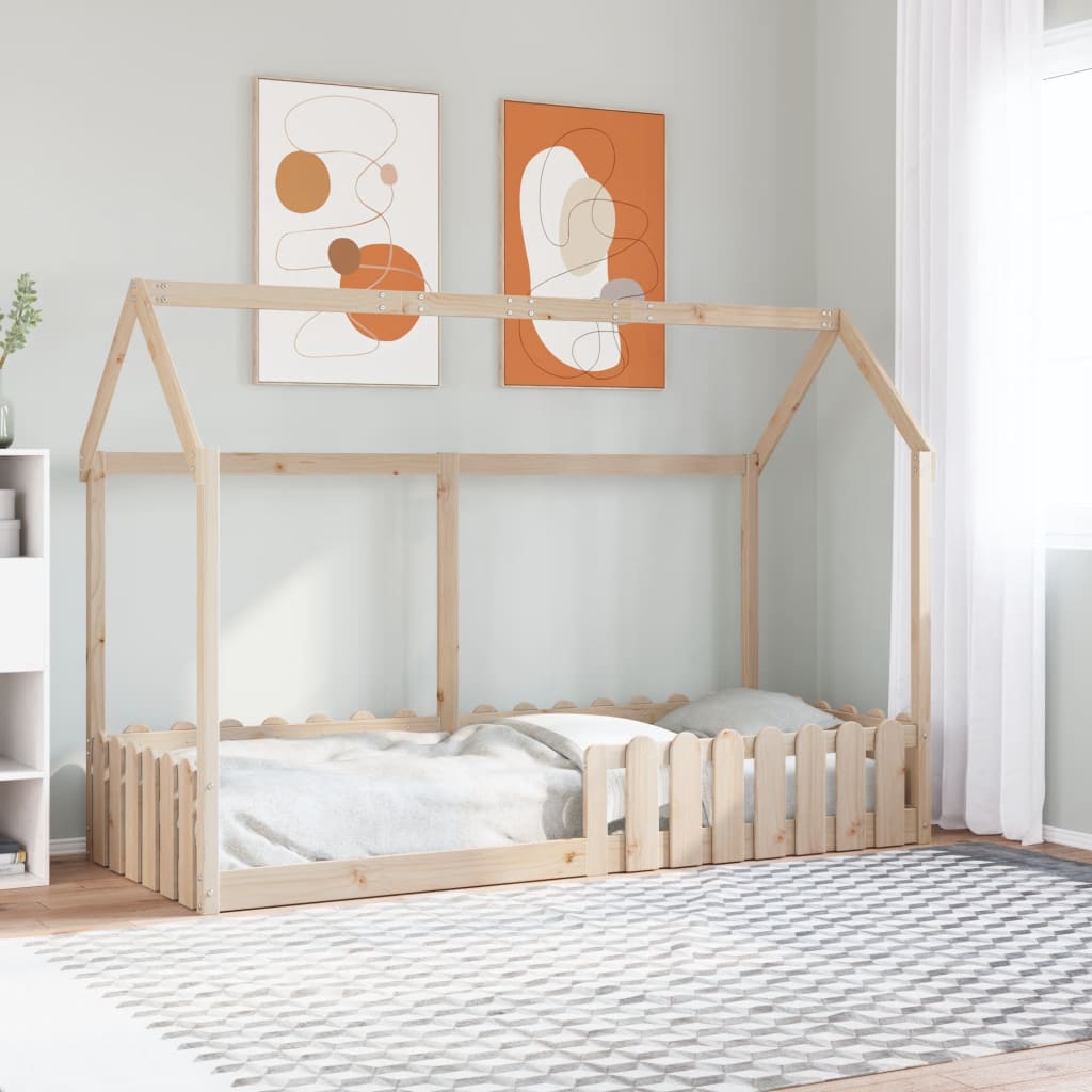 vidaXL Cama con forma de casa de niños madera maciza de pino 80x200 cm