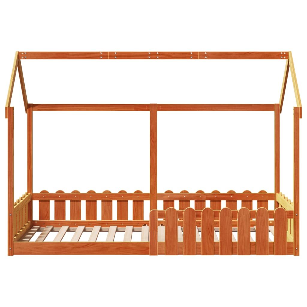 vidaXL Cama con forma de casa de niños madera maciza marrón 80x200 cm