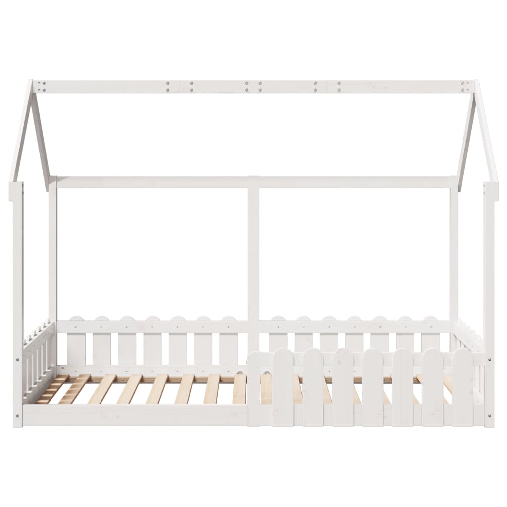 vidaXL Cama con forma de casa de niños madera maciza blanca 90x190 cm