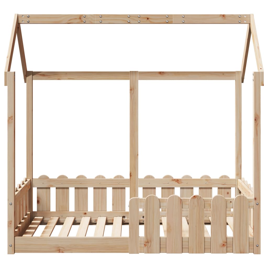 vidaXL Cama con forma de casa de niños madera maciza marrón 70x140 cm