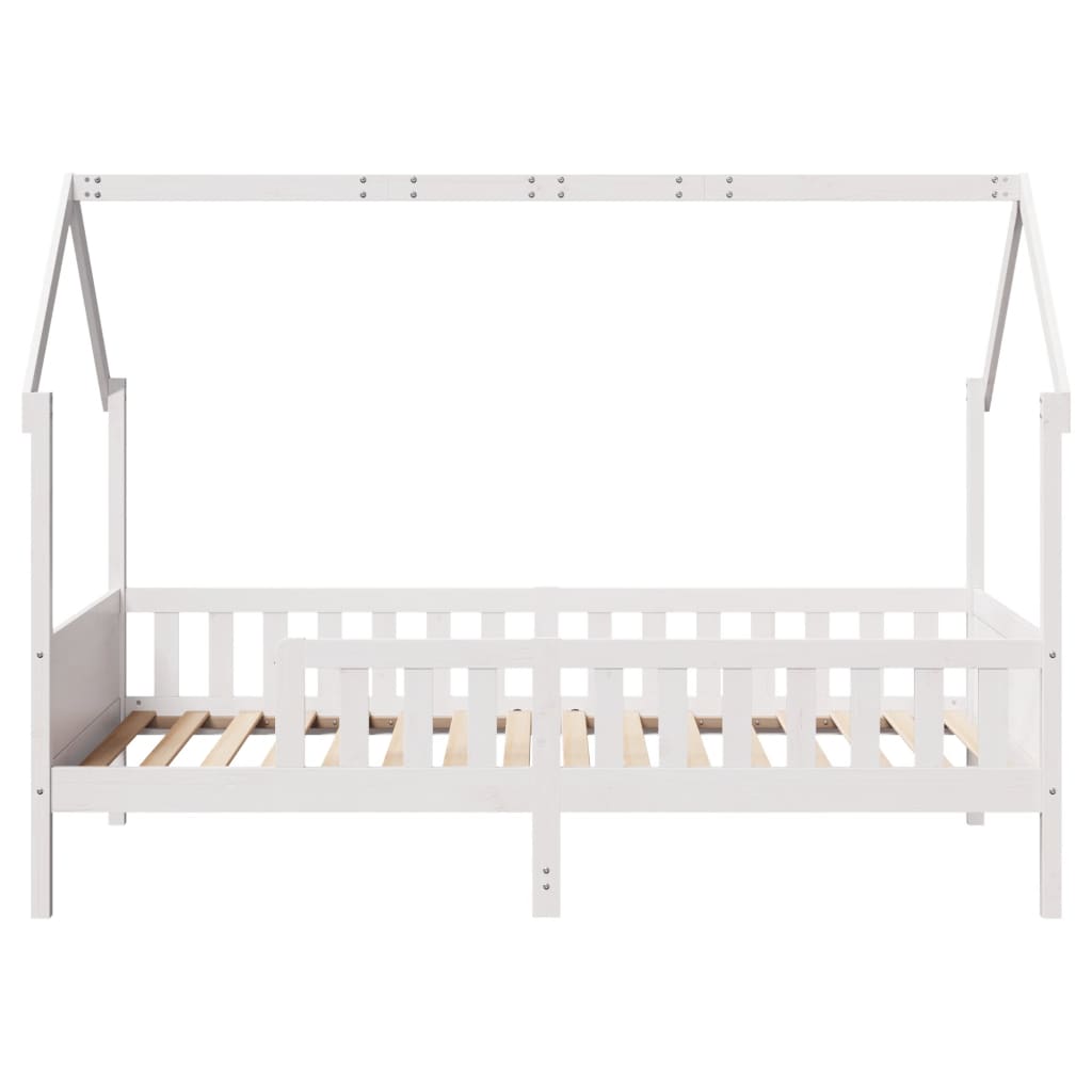 vidaXL Cama con forma de casa de niños madera maciza blanca 90x200 cm