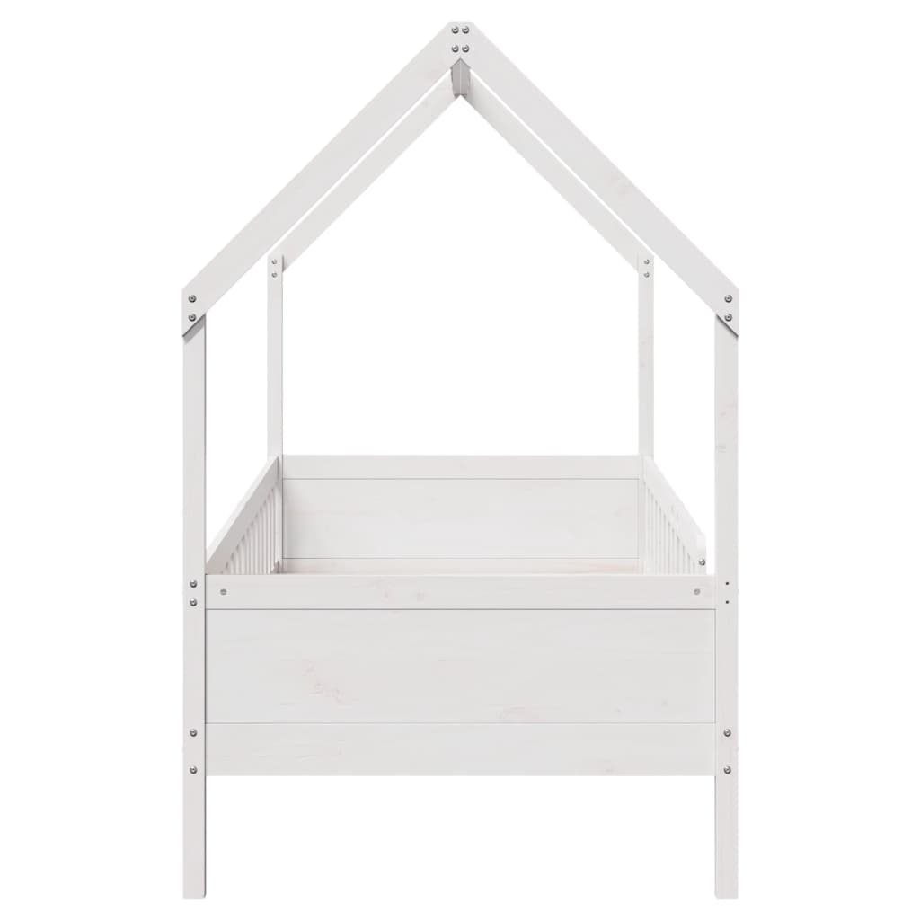 vidaXL Cama con forma de casa de niños madera maciza blanca 80x200 cm