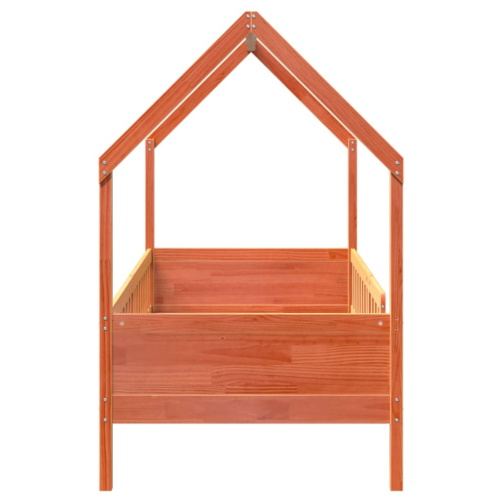 vidaXL Cama con forma de casa de niños madera maciza marrón 90x190 cm