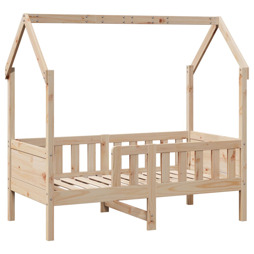 vidaXL Cama con forma de casa de niños madera maciza marrón 70x140 cm