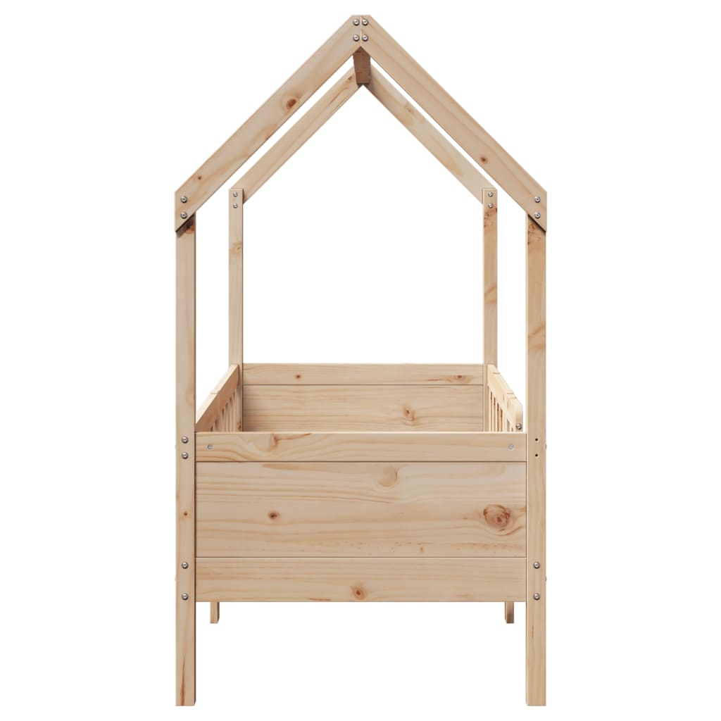 vidaXL Cama con forma de casa de niños madera maciza marrón 70x140 cm