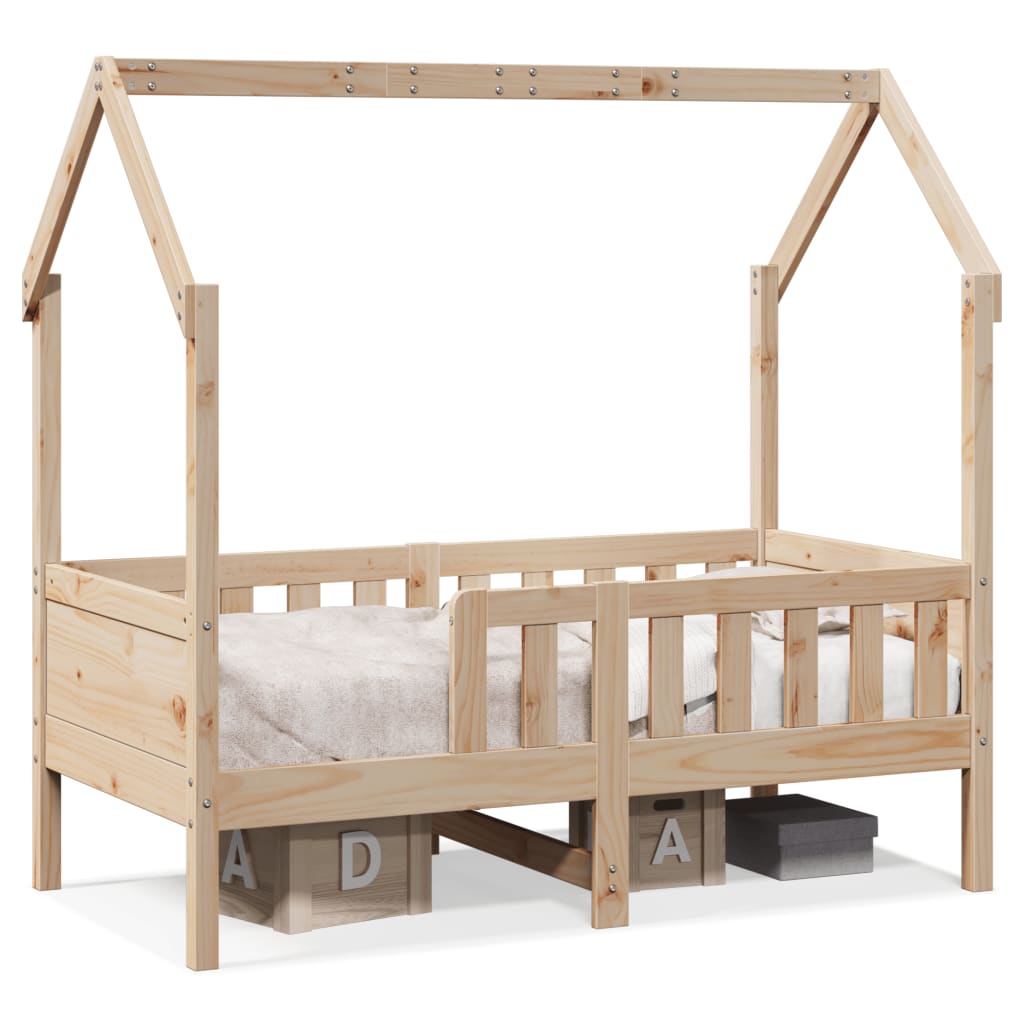 vidaXL Cama con forma de casa de niños madera maciza marrón 70x140 cm