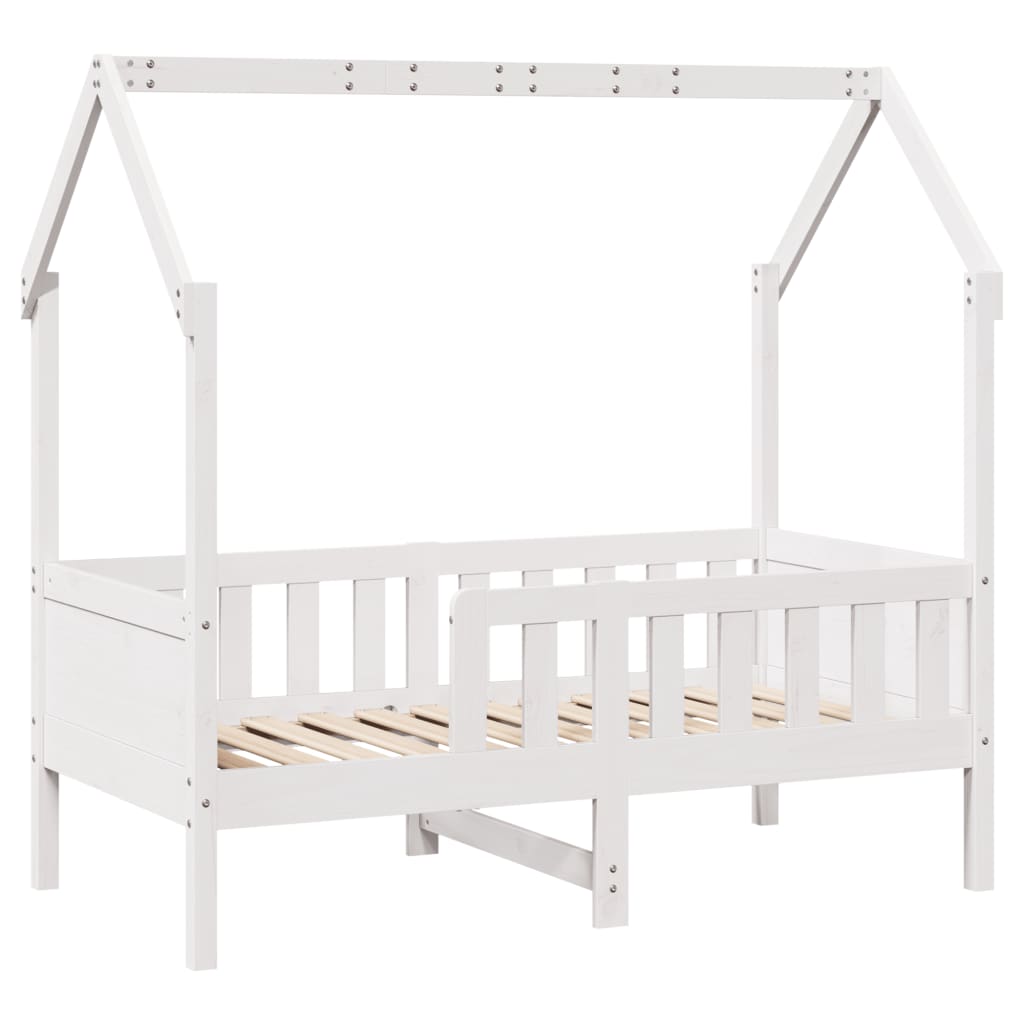 vidaXL Cama con forma de casa para niños madera maciza blanco 70x140cm