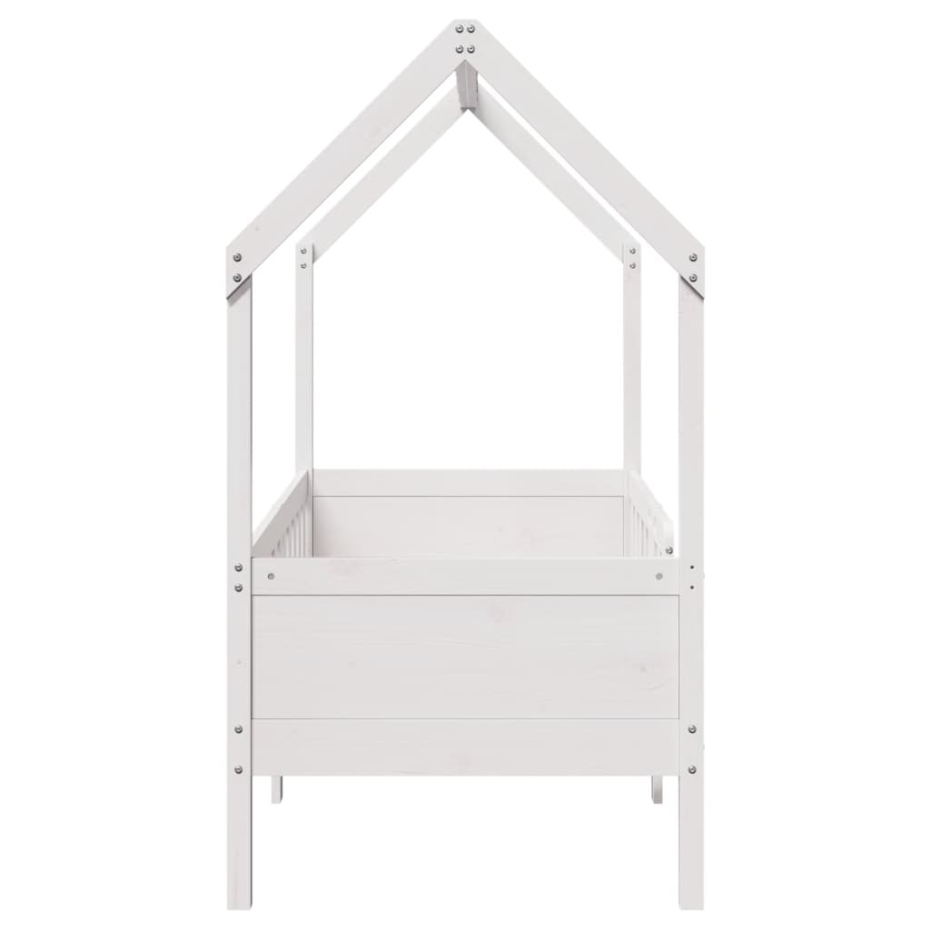 vidaXL Cama con forma de casa para niños madera maciza blanco 70x140cm