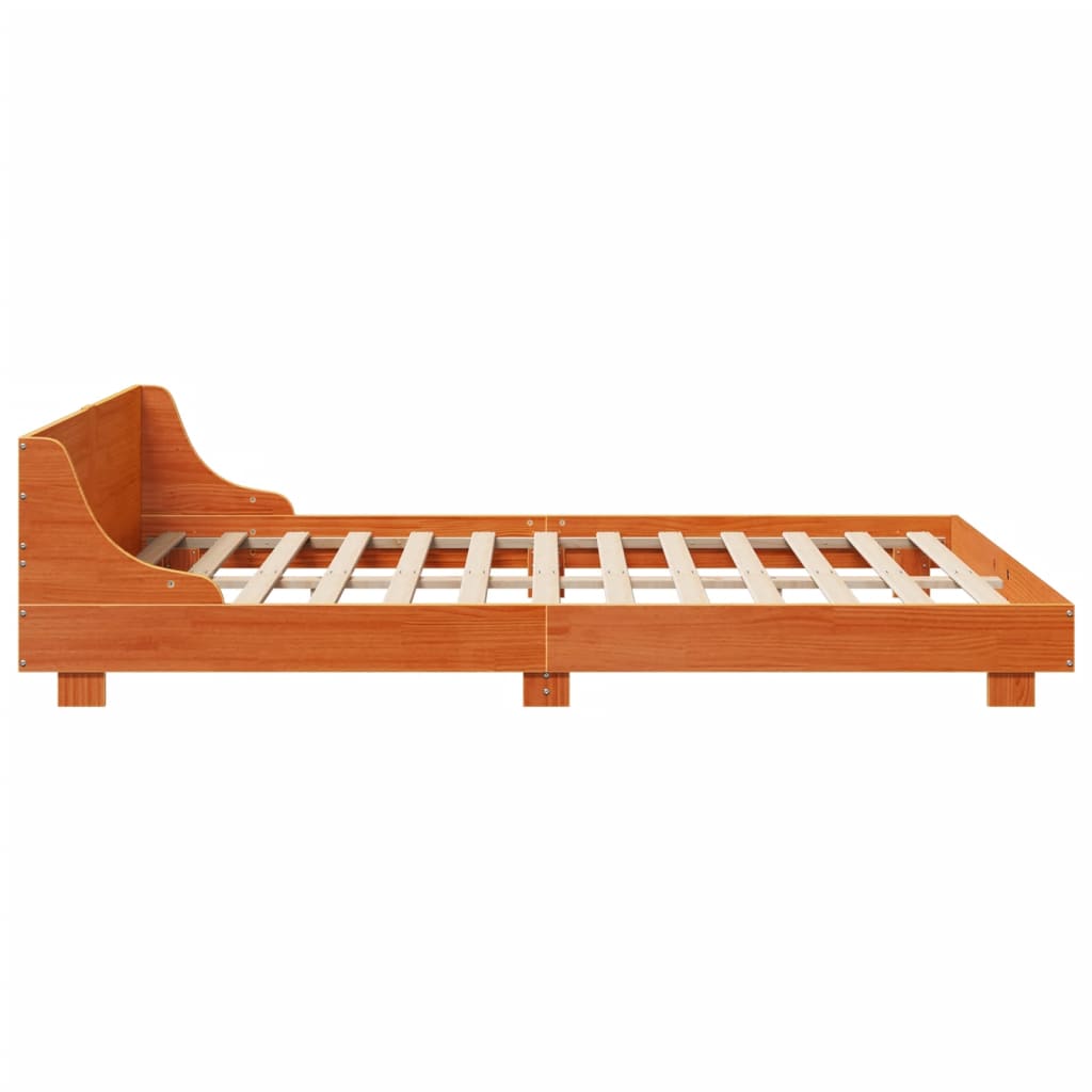 vidaXL Cama sin colchón madera maciza de pino marrón cera 140x200 cm