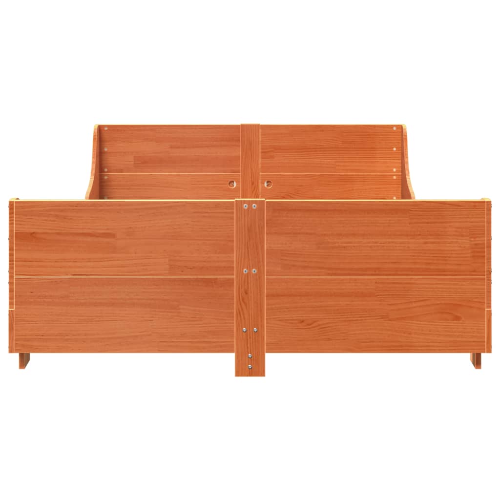 vidaXL Cama sin colchón madera maciza de pino marrón cera 120x200 cm