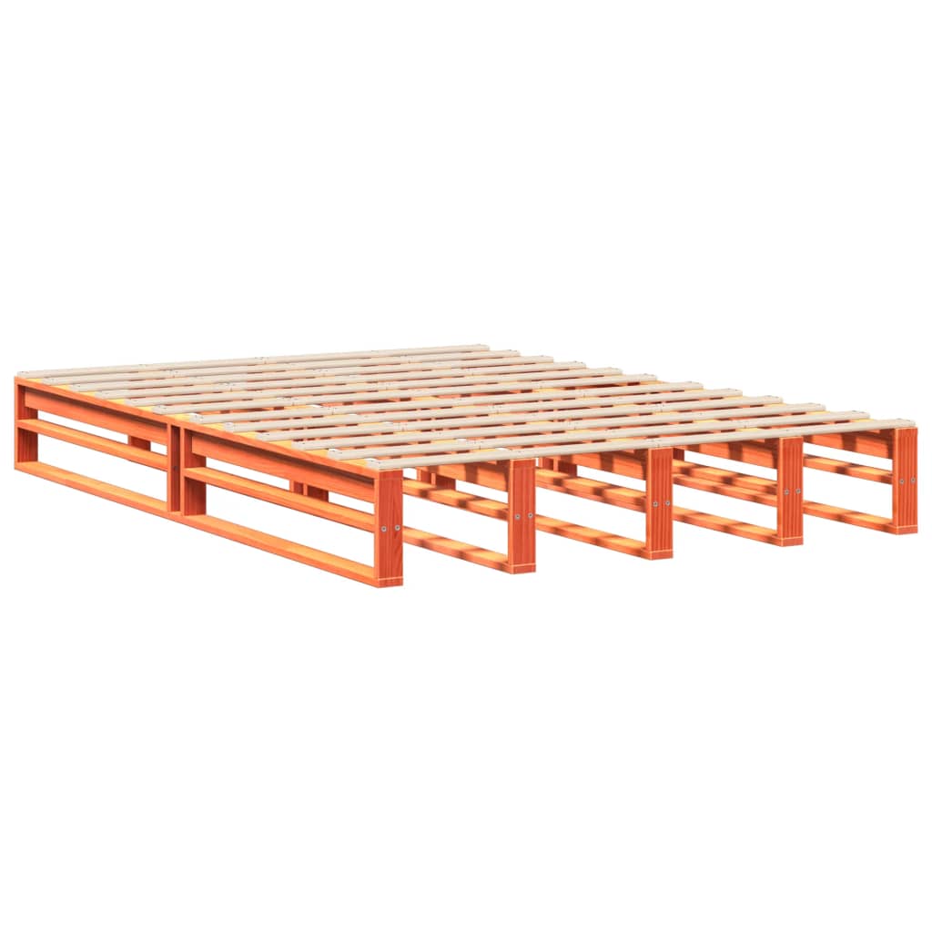 vidaXL Cama sin colchón madera maciza de pino marrón cera 140x190 cm