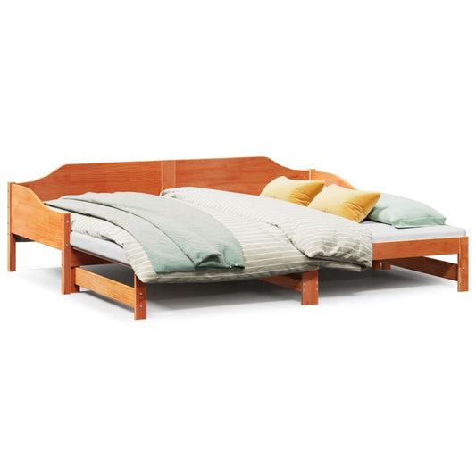 vidaXL Sofá cama nido madera maciza de pino marrón cera 80x200 cm