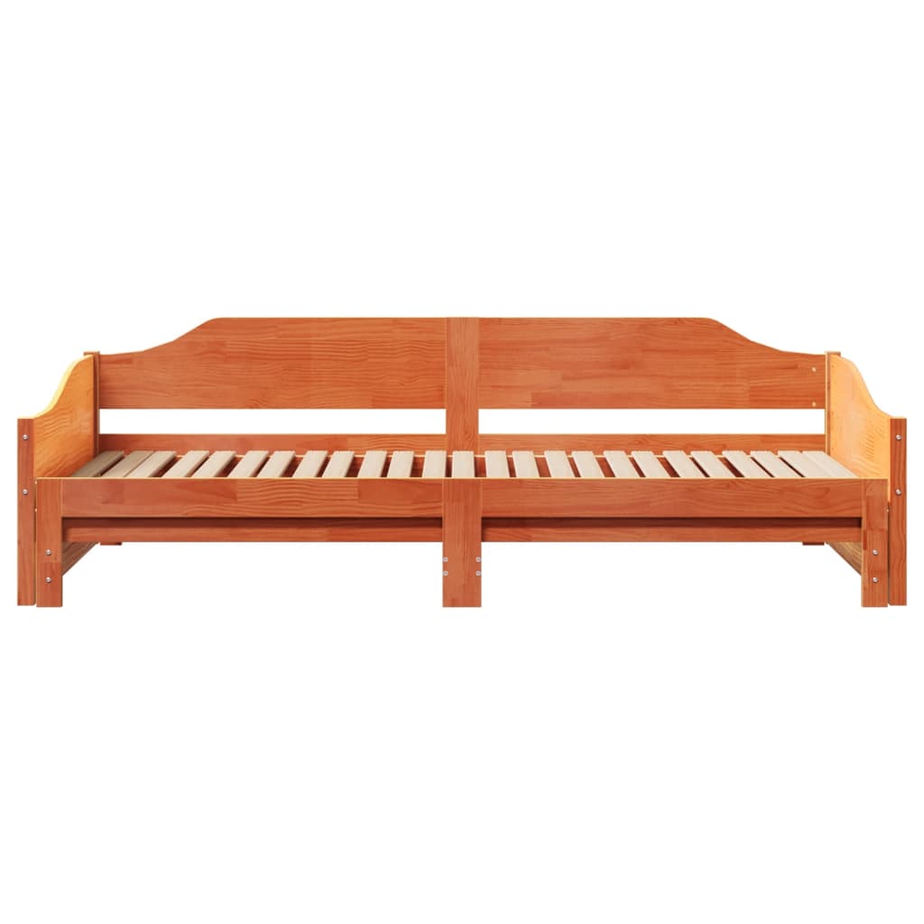 vidaXL Sofá cama nido sin colchón madera maciza marrón cera 90x190 cm