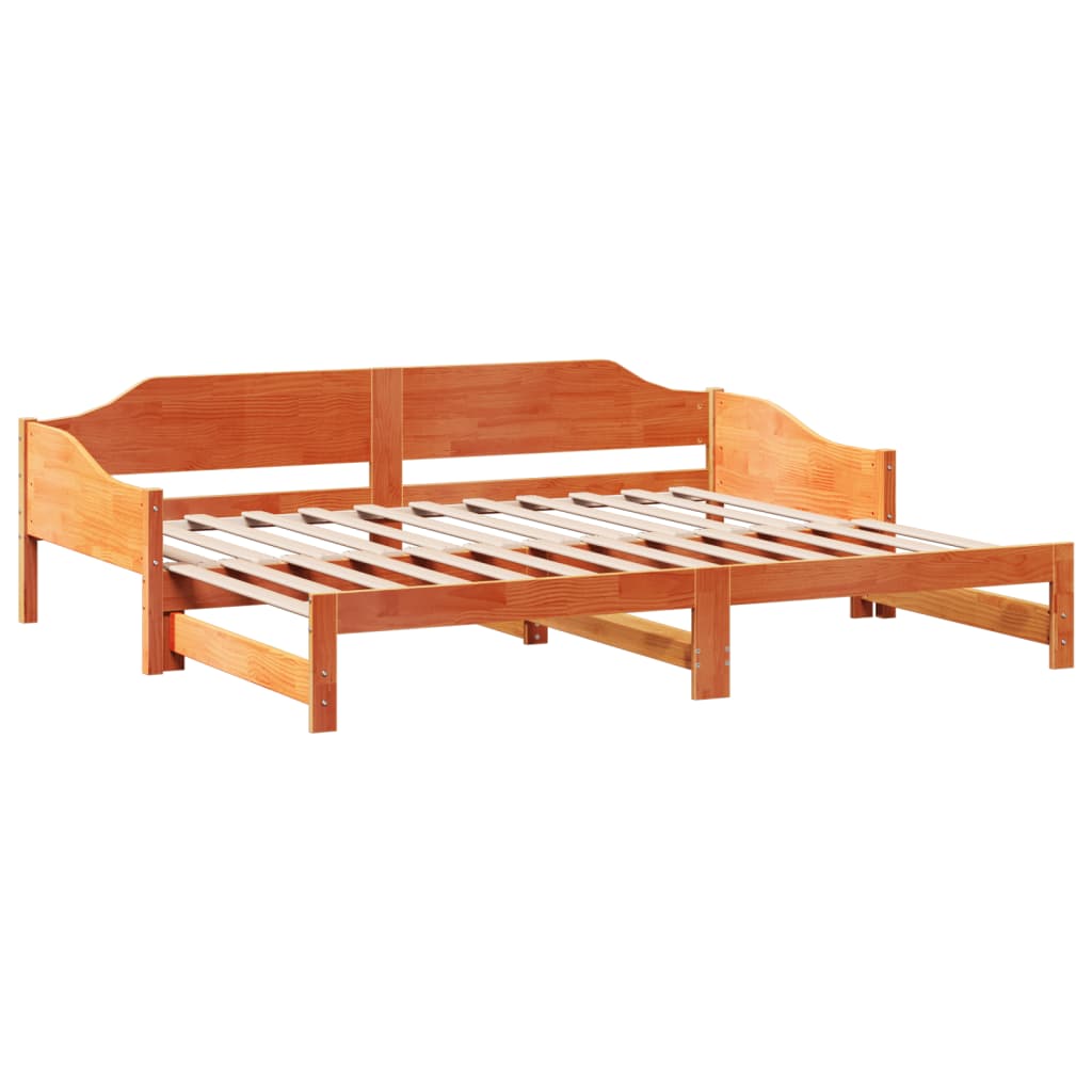 vidaXL Sofá cama nido sin colchón madera maciza marrón cera 90x190 cm